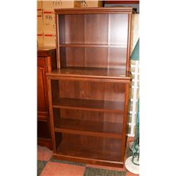 LOT OF 2 WOOD TONE SHELVES,