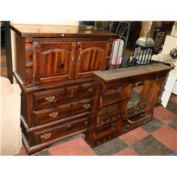 PINE DRESSER (42"X19"X55.5") WITH CHEST OF DRAWERS