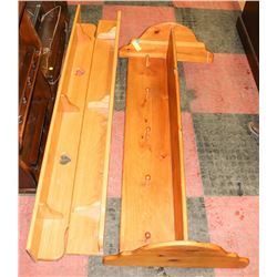 PINE WALL HANGING COAT RACK SOLD WITH 2 OAK