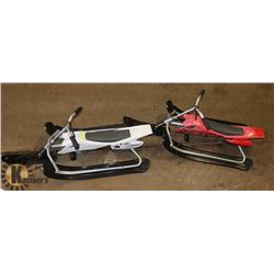 PAIR OF KIDS SKIDOO TOBOGGAN - ONE RED AND ONE
