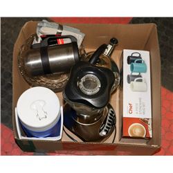 BOX W/KITCHENWARE ITEMS INCL. OSTER