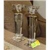 PAIR OF CRYSTAL CANDLE HOLDERS WITH GOLD TONED