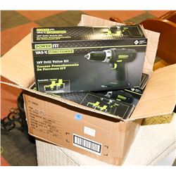 CASE OF THREE 18 VOLT POWER IT CORDLESS DRILL SETS