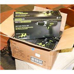 CASE OF THREE 18 VOLT POWER IT CORDLESS DRILL SETS