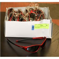 BOX OF RED OAKLEY STYLED SUNGLASSES