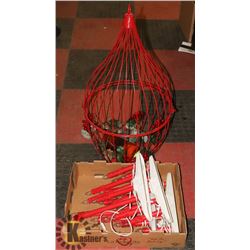 RED WIRE CAGED/HINGED CANDLE DECOR HOLDER 33 X 16