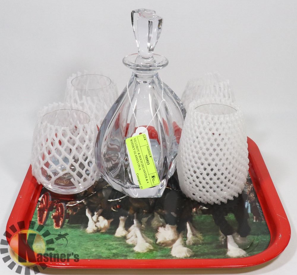 VILLEROY & BOCH DECANTER & 4 WHISKY GLASSES ON A - Kastner Auctions villeroy and boch whiskey decanter