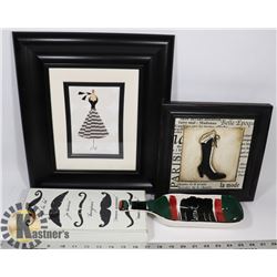 LOT OF FRENCH ITEMS-FRAMED PICTURES