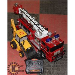 FLAT WITH LARGE FIRE TRUCK AND REMOTE CONTROL