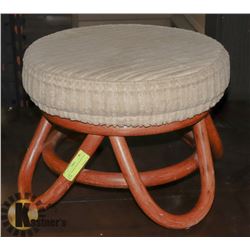 FABRIC PADDED WOOD BASED FOOT STOOL.