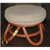 Image 1 : FABRIC PADDED WOOD BASED FOOT STOOL.