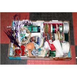 LARGE FLAT W/CHRISTMAS ITEMS INCL. BOX OF