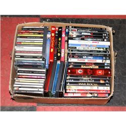 BOX W/LOTS OF DVD MOVIES & CD MUSIC -