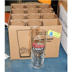 CASE OF 12 COORS LIGHT BEER GLASSES