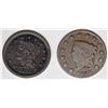 Image 1 : 2 EARLY LARGE CENTS, 1822 AND 1843 LARGE LETTERS