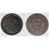 Image 2 : 2 EARLY LARGE CENTS, 1822 AND 1843 LARGE LETTERS