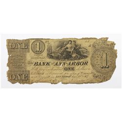 1837 $1 BANK OF ANN ARBOR MICHIGAN