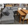 Image 2 : GREY FABRIC 2 PIECE SECTIONAL SOFA WITH ACCENT PILLOWS *DAMAGE ON BACK*