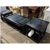 Image 2 : BLACK COFFEE TABLE AND PAIR OF MATCHING END TABLES