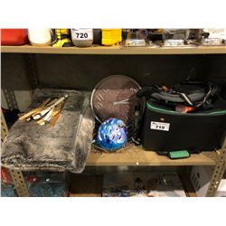 SHELF OF ASSORTED HOUSEHOLD GOODS