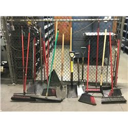 Lot of Misc Yard Tools, Brooms, Shovels, Etc