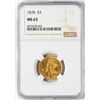 Image 1 : 1878 $3 Indian Princess Head Gold Coin NGC MS63