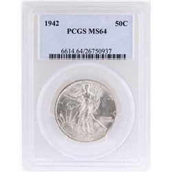 1942 Walking Liberty Half Dollar Coin PCGS MS64