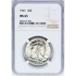 1941 Walking Liberty Half Dollar Coin NGC MS65