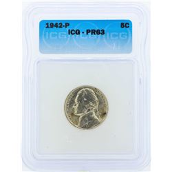 1942-P Jefferson Proof Nickel Coin ICG PR63