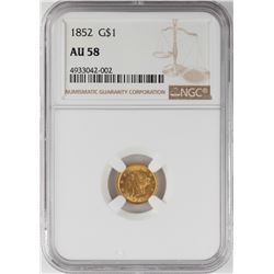 1852 $1 Liberty Head Gold Coin NGC AU58