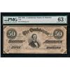 1864 $50 Confederate States of America Note PMG 63EPQ