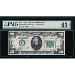 1928 $20 San Francisco Federal Reserve Note PMG 63EPQ