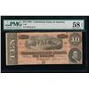 Image 1 : 1864 $10 Confederate States of America Radar Note PMG 58EPQ