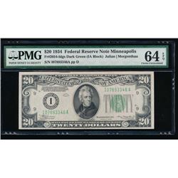 1934 $20 Minneapolis Federal Reserve Note PMG 64EPQ