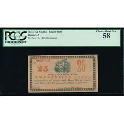 25 Cent 1862 Merchant Script Note PCGS 58
