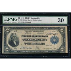 1918 $2 Kansas City Federal Reserve Bank Note PMG 30