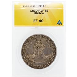 1830-P JF 8 Soles Bolivia Coin ANACS EF40