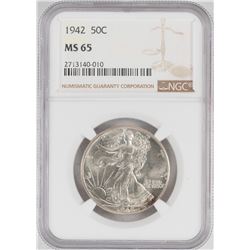 1942 Walking Liberty Half Dollar Coin NGC MS65