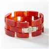 Image 1 : Sterling Silver Red Jade Link Bracelet 7.5"