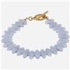 Image 1 : Sterling Silver Lace Agate Toggle Bracelet 7.5"