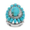 Sterling Silver Turquoise & Topaz Flower Ring-SZ 7
