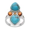 Image 1 : Silver Turquoise & Hessonite Garnet Ring-SZ 8