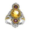 Silver 3.70ct Citrine & Garnet Elongated Ring-SZ 8