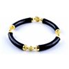 18K over Sterling Silver Black Onyx Bracelet 7"