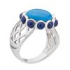 Image 3 : Silver Ceruleite & Lapis Cut-out Shank Ring-SZ 7