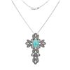 Silver Amazonite and Marcasite Cross Pendant