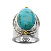 Image 1 : Sterling Silver Turquoise Wide Band Ring-SZ 5