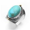 Image 2 : Sterling Silver Turquoise Wide Band Ring-SZ 5