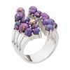 Image 3 : Silver Purple Mohave Turquoise Cluster Ring-SZ 8