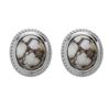 Image 1 : Silver Oval Wild Horse Rope Textured Stud Earrings